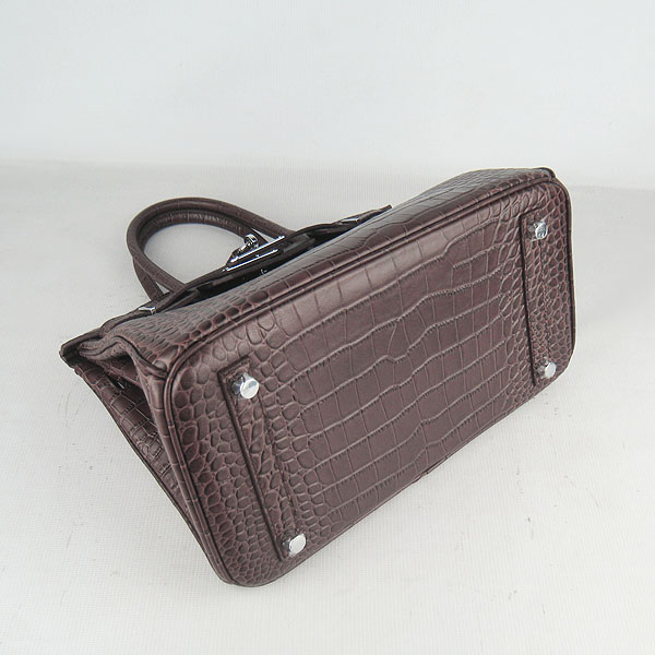 Replica Hermes Birkin 30cm Crocodile Veins Bag Dark Coffee 6088 On Sale - Click Image to Close